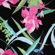 black tropical floral