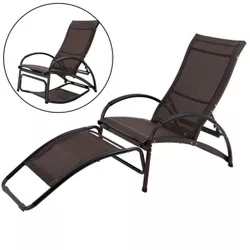 Outdoor Four Position Adjustable Chaise Lounge Chair Brown - Crestlive Products