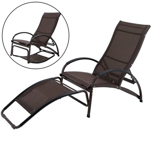 2 x Lounge Recliner Chairs Tweed Weatherproof Textoline Garden Beach Sun Black 