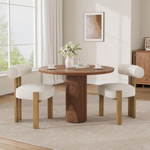 Set of 2/4/6/8 Modern Boucle Accent Dining Chairs – Ergonomic Curved Back, Comfortable Upholstered Seat, Rubber Wood Legs – Ideal for Dining Room - 1 of 4