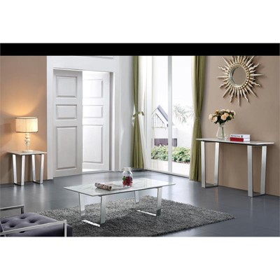 Carlton 20" Contemporary Chrome & Stone Square End Table