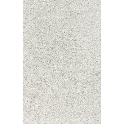 Luxurious White 5' x 8' Plush Shag Area Rug with Tassels