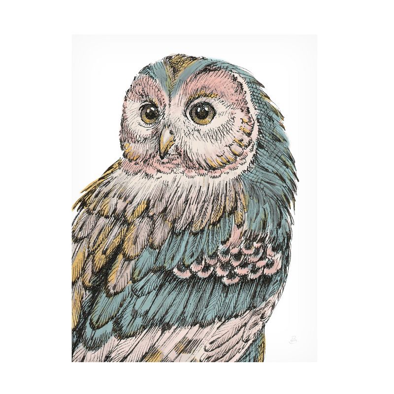 Trademark Fine Art -Daphne Brissonnet 'Beautiful Owls I Pastel' Canvas Art, 2 of 5