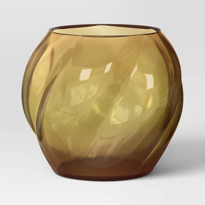 Organic Form Glass Hurricane Decorative Vase Amber - Threshold™