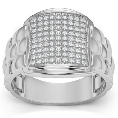 Pompeii3 1/4Ct Pave Diamond Men's Wide Ring Lab Created in White, Yellow, or Rose Gold