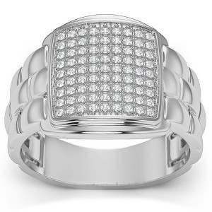 Pompeii3 1/4Ct Pave Diamond Men's Wide Ring Lab Created in White, Yellow, or Rose Gold - 1 of 4