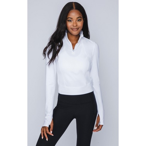 Yogalicious Womens Polarlux Fleece Lined Long Sleeve Half Zip Top - White -  Xx Large : Target