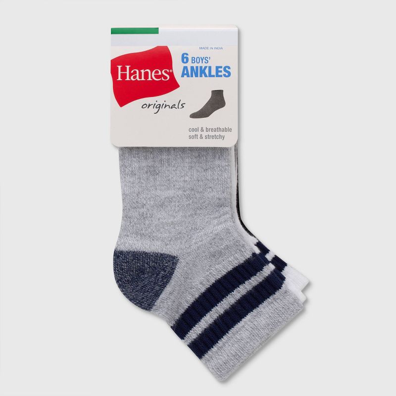 Hanes Boys&#39; Originals 6pk Ankle Socks, 3 of 4