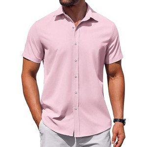COOFANDY Men's Button Down Short Sleeve for Men Summer Business Casual Dress Shirt - 1 of 4