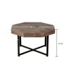 FONTOI Octagonal Coffee Table with Cross Metal Legs, Floor Mount Side Table for Living Room Bedroom Office, Antique Brown, 29.13"*17.72"*29.13" - 3 of 4