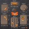 NutriChef Kitchen Oven Non Stick Carbon Steel Tray Sheet 6 Piece Bakeware Set with Cookie Tray, Cake Pan, Muffin Pan, and Bread Loaf Pan Gold (2 Pack) - 4 of 4
