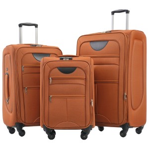 Kumasinova 3 Pcs SoftSide Luggage Sets,Extandable Checked Spinner Suitcases with TSA Lock,Airline-Approved Luggage Travel Set,20"24"28" - 1 of 4