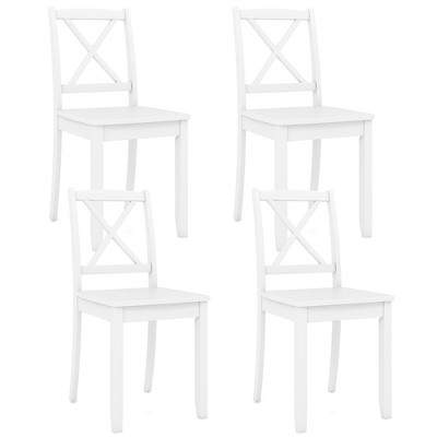 Tangkula Dining Chair Set of 4 Kitchen Side Chairs w/ Rubber Wood Legs & Cross Back