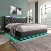 NicBex Lift Up Bed Frame with Charging Station and LED Lights,Upholstered Bed Frame with Button Tufted Wingback Storage Headboard,Black/Gray - 2 of 4