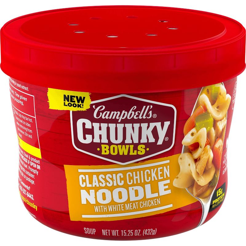 Campbell&#39;s Chunky Classic Chicken Noodle Soup Microwaveable Bowl - 15.25oz, 1 of 14