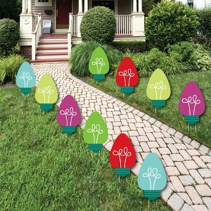 Big Dot of Happiness Christmas Light Bulbs - Lawn Decorations - Outdoor Holiday Party Yard Decorations - 10 Piece - 1 of 4