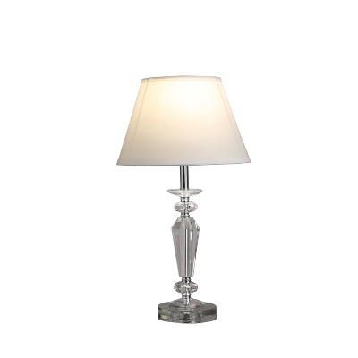 21.5" Traditional Crystal Glass Table Lamp Silver - Ore International