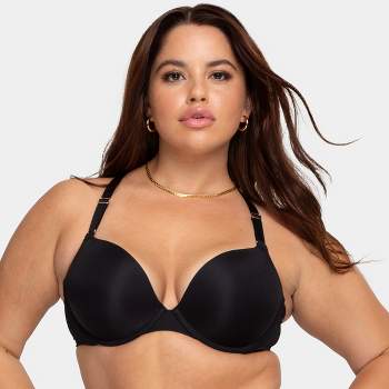 Smart & Sexy Womens Add 2 Cup Sizes Push-Up Bra 2 Pack In The Buff/Black  Hue with Lace Wings 38A