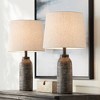 360 Lighting 24" High Mid Century Modern Farmhouse Rustic Table Lamps Set of 2 Black Finish Oatmeal Shade Living Room Bedroom Bedside Nightstand House - 2 of 4