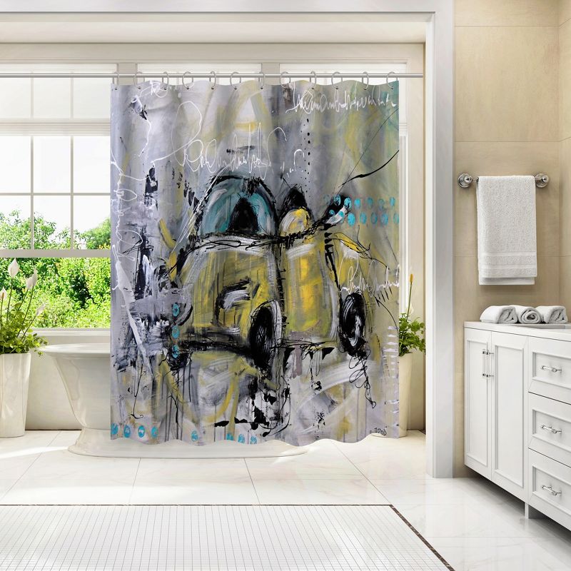 Americanflat 71" x 74" Shower Curtain, Car Yellow by Annie Rodrigue, 4 of 9