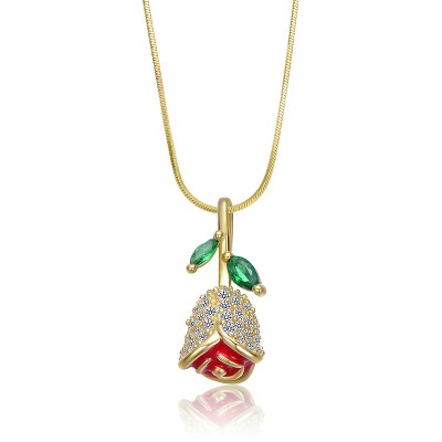 Guili Eternal Bloom 14K Gold Plated Rose Pendant Necklace with Exquisite Floral Design, Detailed Craftsmanship, and Radiant Gold Finish.