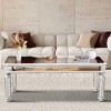 Vintage Mirrored Coffee Table with Carved Accents, Rectangular Glass Center Table for Living Room, Finish Modern Tea Table-Maison Boucle - 3 of 4