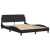 vidaXL Elegant Double Bed Frame with Headboard - Black Faux Leather/Metal/Pine Wood Bedroom Furniture - 4 of 4