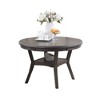 Anybear 1pc Gray Oak Rubber Wood Round Table with Shelve - 3 of 4