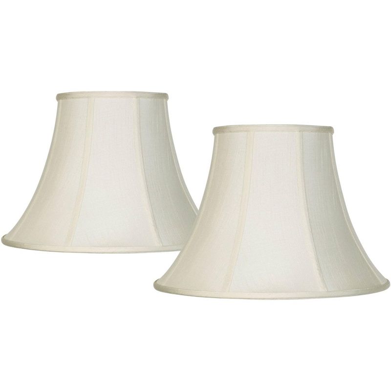 Imperial Shade Set of 2 Bell Lamp Shades Cream Large 9" Top x 18" Bottom x 13" High Spider Replacement Harp and Finial Fitting, 1 of 9