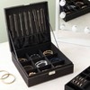Black Velvet Jewelry Box, 10.5x10.5x3.5 in, Locking Travel Organizer Earring Holder - 3 of 4