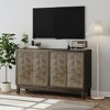 Lirago Vintage Sideboard Cabinet with Storage 55 Inch Large Accent Cabinet with 4 Doors Solid Wood Triangular Block Panels Brown - 3 of 4
