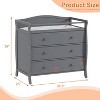 3 Drawers Baby Changing Table, Wooden Diaper Changing Station, with Safety Belt and Rails, Infant Dresser Table for Nursery Room, Bedroom, Grey - 3 of 4