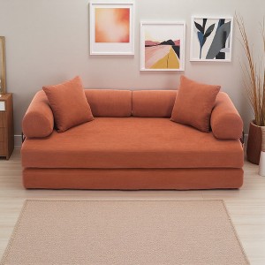 78.5" Corduroy Folding Convertible 3-Seater Sofa with Sleeper & DIY Modular Design - 1 of 4