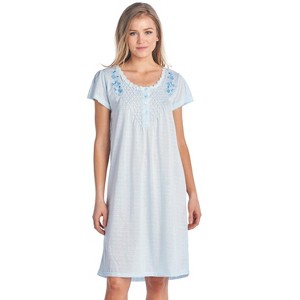 Casual Nights Women's Flowery Short Sleeve Nightgown - 1 of 4
