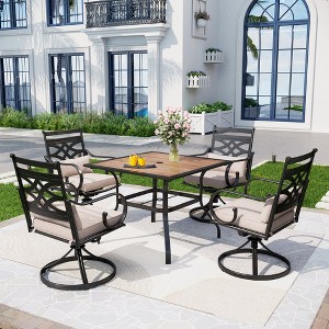 Captiva Designs 5pc Outdoor Dining Table & Metal Chairs with Thick Seat & Back Cushions - 1 of 4