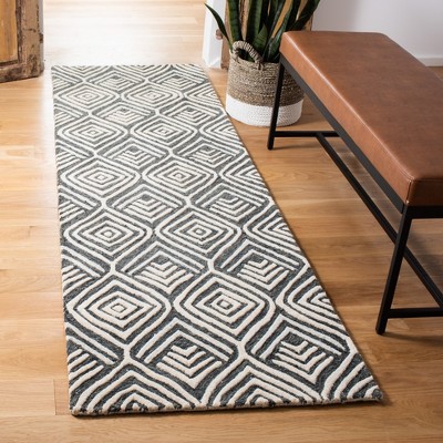 Elegance Bloom Ivory & Grey Floral Wool Runner Rug - 2'3" X 8'