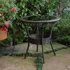 Vynxaria Patio Coffee Tables - 27" Multi-Brown Round Glass Top Outdoor Table with Storage - 4 of 4