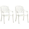 vidaXL Bistro Set Patio Table and Chairs Outdoor Garden 3 Piece Cast Aluminum - White - 3 of 4