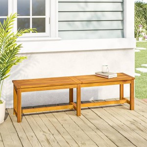 vidaXL Patio Bench 59.1 in.x13.8 in.x17.7 in. Solid Wood Acacia - 1 of 4