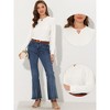 Allegra K Women's Casual Cut Out Keyhole Collared Long Sleeves Solid Tops - 2 of 4
