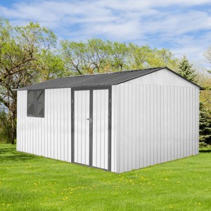 Coolbibila-10Ftx12Ft Storage Sheds, Metal Sheds With Waterproof Roofs And Durable Metal Frame, Tool Sheds With Lockable Doors And Window - 1 of 4
