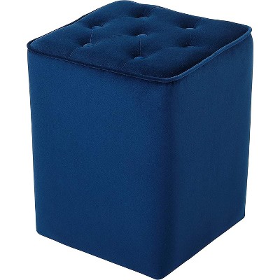 Birdrock Home Tufted Rectangle Ottoman - Velvet Foot Stool - Grey : Target