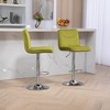 Modern Velvet Swivel Bar Stools With Backrest Footrest Set Of 2 Barstools Tall Chairs Counter Height Chairs green-silver legs - 2 of 4