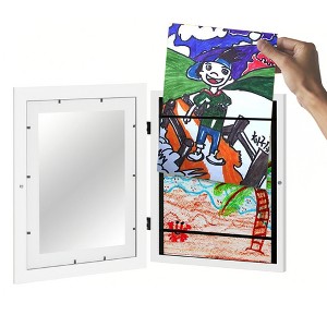A4 Children Art Frame, Front Opening, Changeable Kid Artwork, Wooden Rectangle Art Frame Home Decor, for Kids Drawing Art Projects, 35 x 26.5 x 4 - 1 of 4