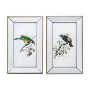 15"x24" Set of 2 Bird Mirror Frame Prints - A&B Home: Vertical Wall Art, Mixed Media, Includes Mounting Hardware - 1 of 3
