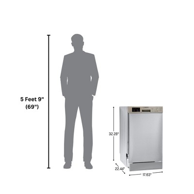 Equator 18" Front control Dishwasher Front control 10 place Wine Rack 8 Wash Sensor Wash Sanitize Delay1/2Load 110V E-Star ADA