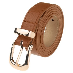 INSPIRE CHIC Women's Faux Leather Gold/Silver Buckle Belt 0.9" Waist Belts for Jeans Pants Dresses - 1 of 4