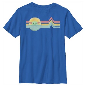 Boy's Star Wars The Mandalorian The Child Retro Stripes T-Shirt - 1 of 4