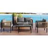 4-Piece Outdoor Seating Set, PE Wicker Woven Conversation Set with Glass Coffee Table, Chair with Iron Frame and Foam Cushions-Cuddlewood - 3 of 4