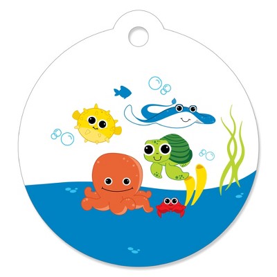 Big Dot of Happiness Under the Sea Critters - Baby Shower or Birthday Party Favor Gift Tags (Set of 20)